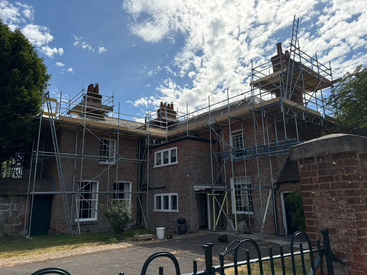 Access to both chimney stacks on a brick house